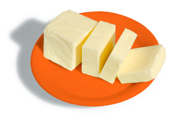 a plate of butter cubes